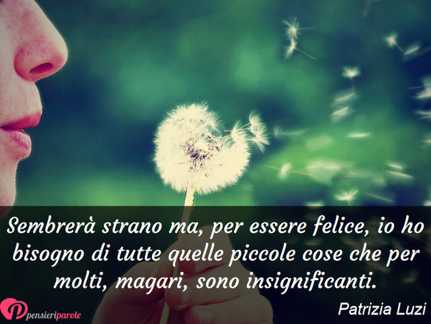 Immagine con frase felicità di Patrizia Luzi - Sembrerà strano ma, per essere felice, io ho...