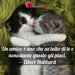 Immagine con frase di Elbert Hubbard - Un amico è uno che sa tutto di te, e...