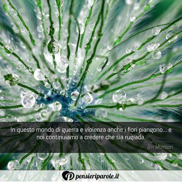 Immagine con frase guerra & pace di Jim Morrison (James Douglas Morrison) - In questo mondo di guerra e violenza anche i...