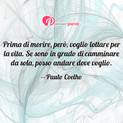 Immagine con frase vita di Paulo Coelho - Prima di morire, per, voglio lottare per la...