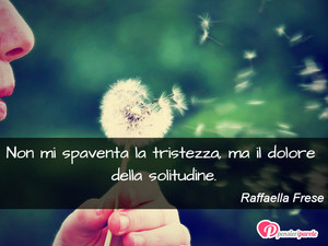 Immagine con frase di Raffaella Frese - Non mi spaventa la tristezza, ma il dolore...