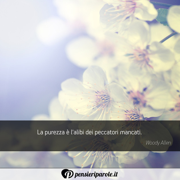 Immagine con frase verit e menzogna di Woody Allen - La purezza  l'alibi dei peccatori mancati.