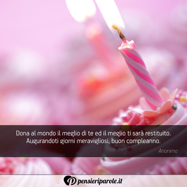 Immagine con augurio auguri di compleanno - Dona al mondo il meglio di te ed il meglio ti...