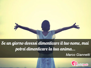 Anima - Immagine con frase di Marco Giannetti - Se un giorno dovessi dimenticare il tuo nome...