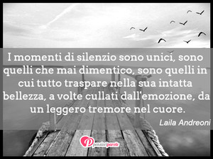 Immagine con frase di Laila Andreoni - I momenti di silenzio sono unici, sono quelli...