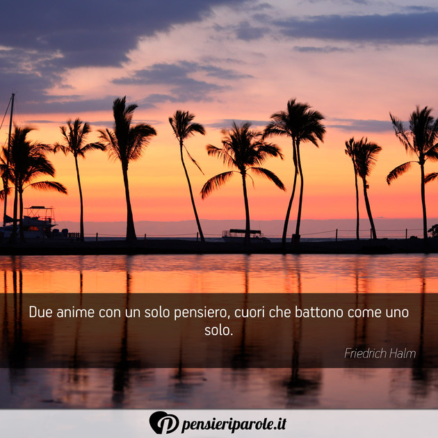Immagine con frase anima - Due anime con un solo pensiero, cuori che...