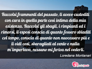Immagine con frase di Loredana Montanari - Raccolsi frammenti del passato, li avevo...