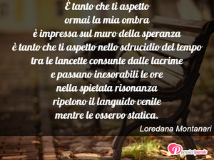 Immagine con frase di Loredana Montanari -  tanto che ti aspetto ormai la mia ombra ...