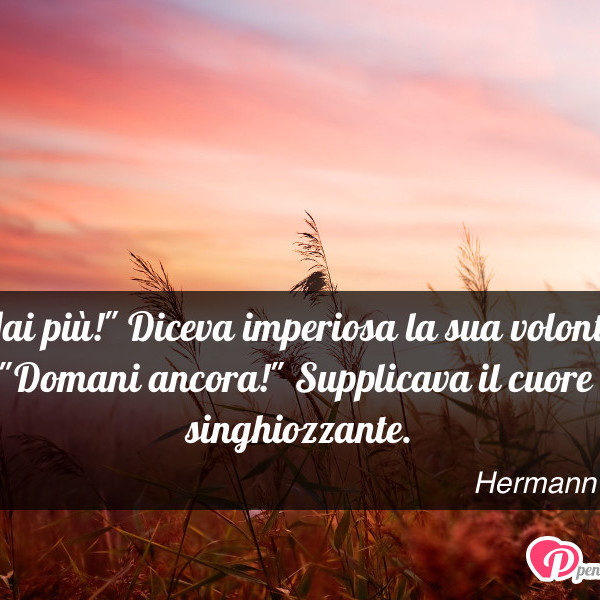 Immagine con frase amore di Hermann Hesse "Mai più