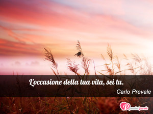 Immagine con frase di Carlo Prevale - L'occasione della tua vita, sei tu.