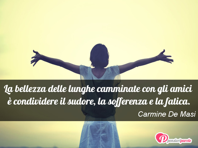 Immagine con frase amicizia di Carmine De Masi - La bellezza delle lunghe camminate con gli...