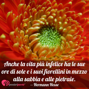 Immagine con frase di Hermann Hesse - Anche la vita pi infelice ha le sue ore di...