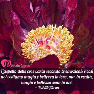 Immagine con frase di Kahlil Gibran (Gibran Khalil Gibran) - L'aspetto delle cose varia secondo le emozioni...