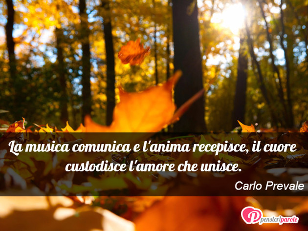 Immagine con frase amore di Carlo Prevale - La musica comunica e l'anima recepisce, il...
