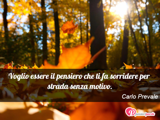 Immagine con frase amore di Carlo Prevale - Voglio essere il pensiero che ti fa sorridere...
