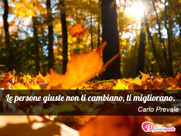 Immagine con frase amicizia di Carlo Prevale - Le persone giuste non ti cambiano, ti migliorano.