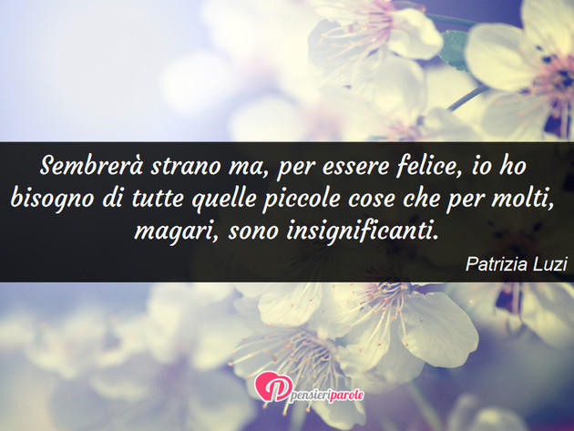 Immagine con frase felicit di Patrizia Luzi - Sembrer strano ma, per essere felice, io ho...