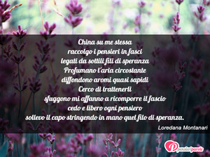 Immagine con frase di Loredana Montanari - China su me stessa raccolgo i pensieri in...