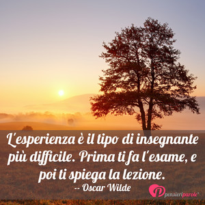 Immagine con frase di Oscar Wilde - L'esperienza  il tipo di insegnante pi...