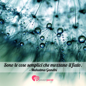 Immagine con frase di Mahatma Gandhi (Mohandas Karmchand Gandhi) - Sono le cose semplici che mozzano il fiato.