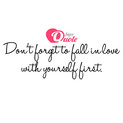 Picture with quote love by Carrie Bradshaw - Don't forget to fall in love with yourself first.