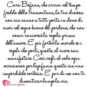Immagine con frase di Marta Emme - Cara Befana, che arrivi nel tempo freddo della...