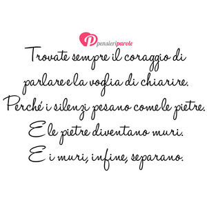 Immagine con frase di Anonimo - Trovate sempre il coraggio di parlare e la...