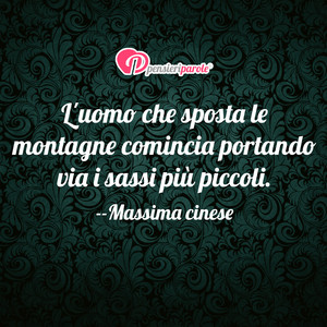 Immagine con frase di Massima cinese - L'uomo che sposta le montagne comincia...