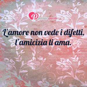 Immagine con frase di Anonimo - L'amore non vede i difetti, l'amicizia li ama.