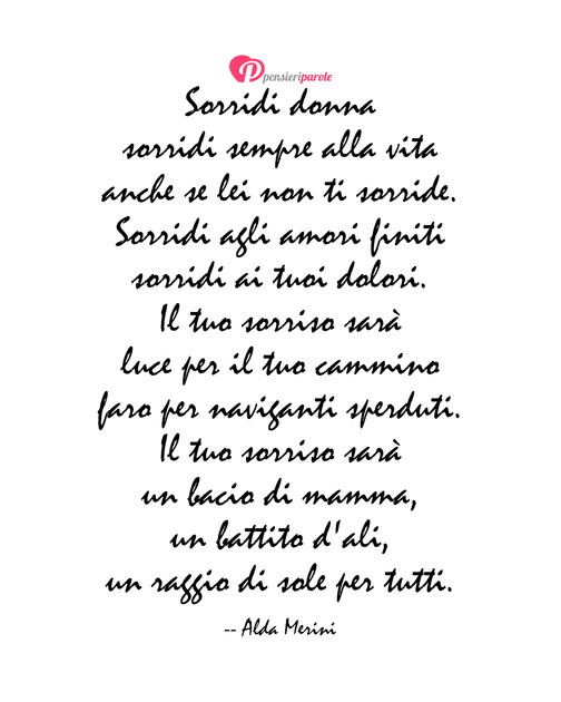 Immagine con poesia poesie d'autore di Alda Merini - Sorridi donna