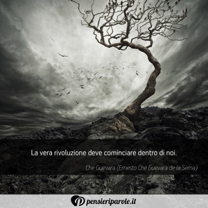 Immagine con frase di Che Guevara (Ernesto Che Guevara de la Serna) - La vera rivoluzione deve cominciare dentro di...