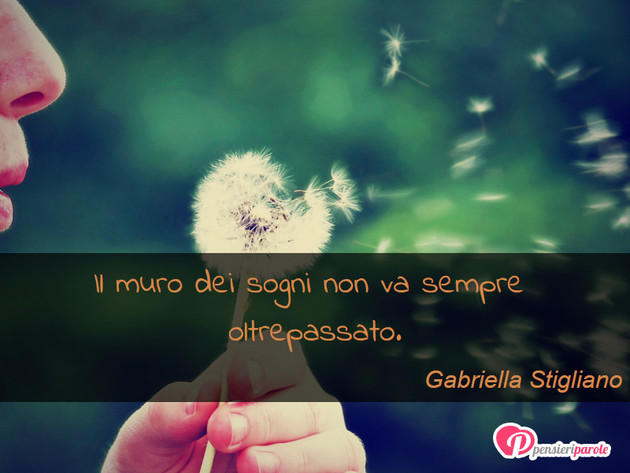 Immagine con frase sogno di Gabriella Stigliano - Il muro dei sogni non va sempre oltrepassato.