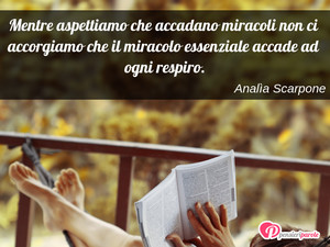 Immagine con frase di Anala Scarpone - Mentre aspettiamo che accadano miracoli non ci...