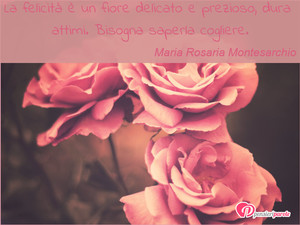 Immagine con frase di Maria Rosaria Montesarchio - La felicit  un fiore delicato e prezioso...