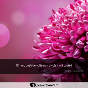 Immagine con frase di Charles Baudelaire - Dimmi, qualche volta non ti vola via il cuore?
