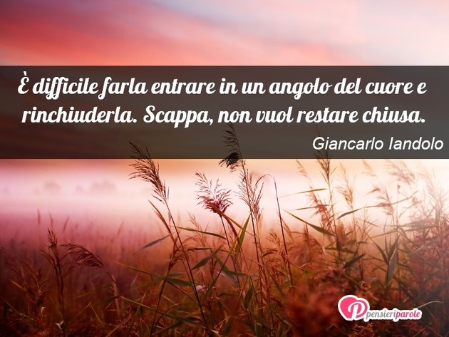 Immagine con frase comportamento di Giancarlo Iandolo -  difficile farla entrare in un angolo del...