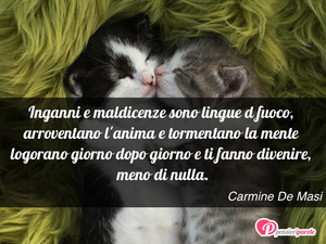 Immagine con frase di Carmine De Masi - Inganni e maldicenze sono lingue di fuoco...