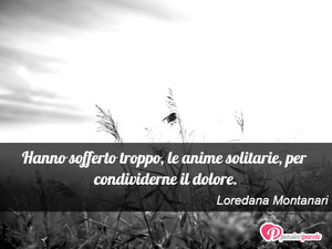 Immagine con frase di Loredana Montanari - Hanno sofferto troppo, le anime solitarie, per...