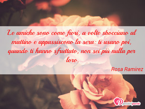 Immagine con frase di Rosa Ramirez - Le amiche sono come fiori, a volte sbocciano...