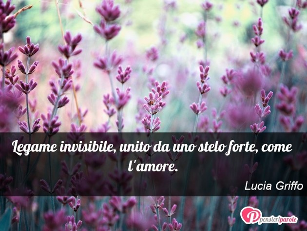 Immagine con frase vita di Lucia Griffo - Legame invisibile, unito da uno stelo forte...
