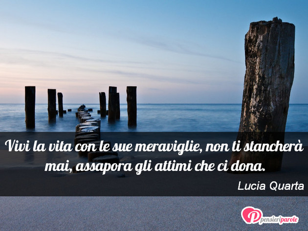 Immagine con frase vita di Lucia Quarta - Vivi la vita con le sue meraviglie, non ti...