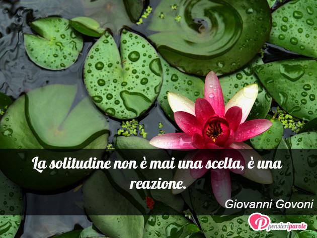Immagine con frase solitudine di Giovanni Govoni - La solitudine non  mai una scelta,  una...