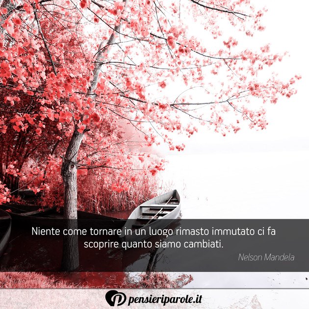 Immagine con frase stati d'animo di Nelson Mandela - Niente come tornare in un luogo rimasto...