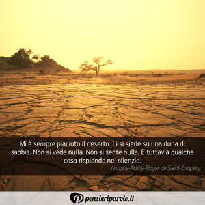 Immagine con frase di Antoine-Marie-Roger de Saint-Exupry - Mi  sempre piaciuto il deserto. Ci si siede...
