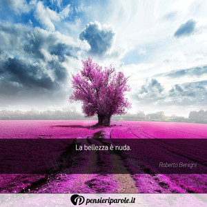 Immagine con frase di Roberto Benigni - La bellezza  nuda.