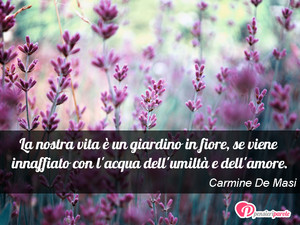 Immagine con frase di Carmine De Masi - La nostra vita  un giardino in fiore, se...