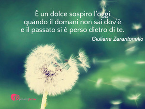 Immagine con frase di Giuliana Zarantonello -  un dolce sospiro l'oggi quando il domani non...