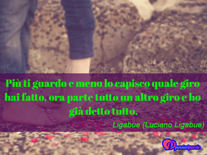 Immagine con frase di Ligabue (Luciano Ligabue) - Pi ti guardo e meno lo capisco quale giro hai...