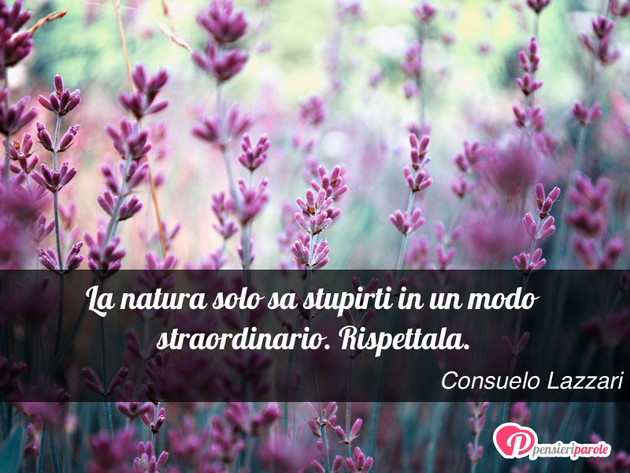 Immagine con frase natura di Consuelo Lazzari - La natura solo sa stupirti in un modo...