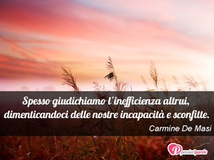 Immagine con frase di Carmine De Masi - Spesso giudichiamo l'inefficienza altrui...